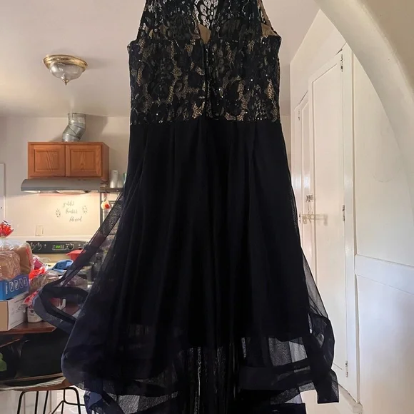 chinese dress ladies Ivory Lace Navy Blue Tulle Wedding Flower Girl Dress, V Back main image 0